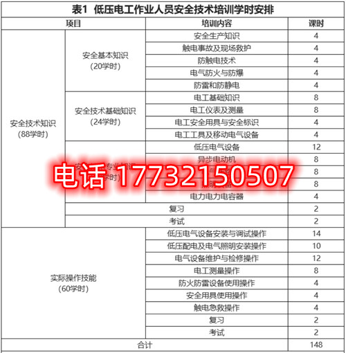 石家莊低壓電工證培訓(xùn)課時(shí)